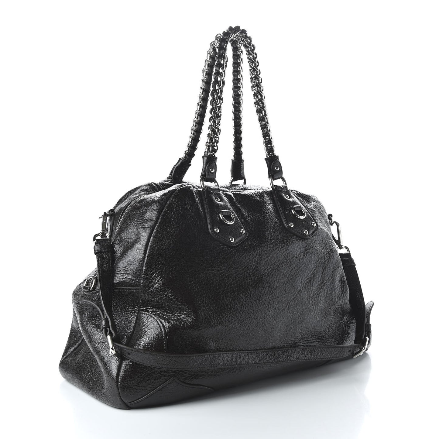 Cervo Lux Chain Dome Satchel Black