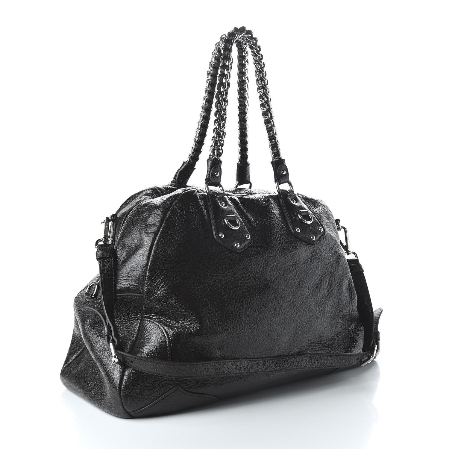 Prada Cervo Lux Chain Dome Satchel Black 4 of 10