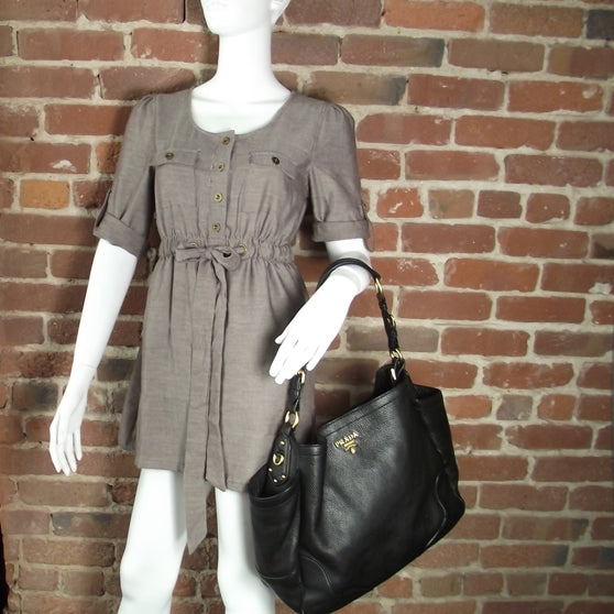 Prada Vitello Daino Double Pocket Shoulder Bag 2 of 9