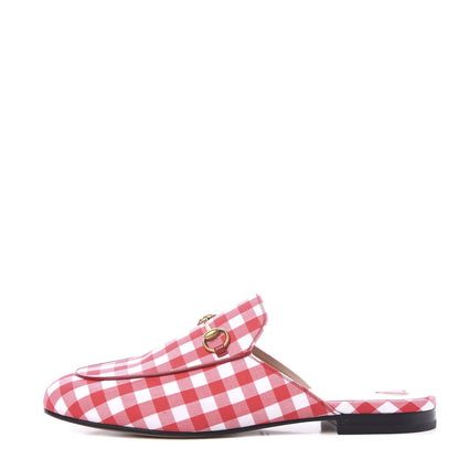 Gucci Cotton Gingham Womens Princetown Slippers 40 White Red 1 of 10