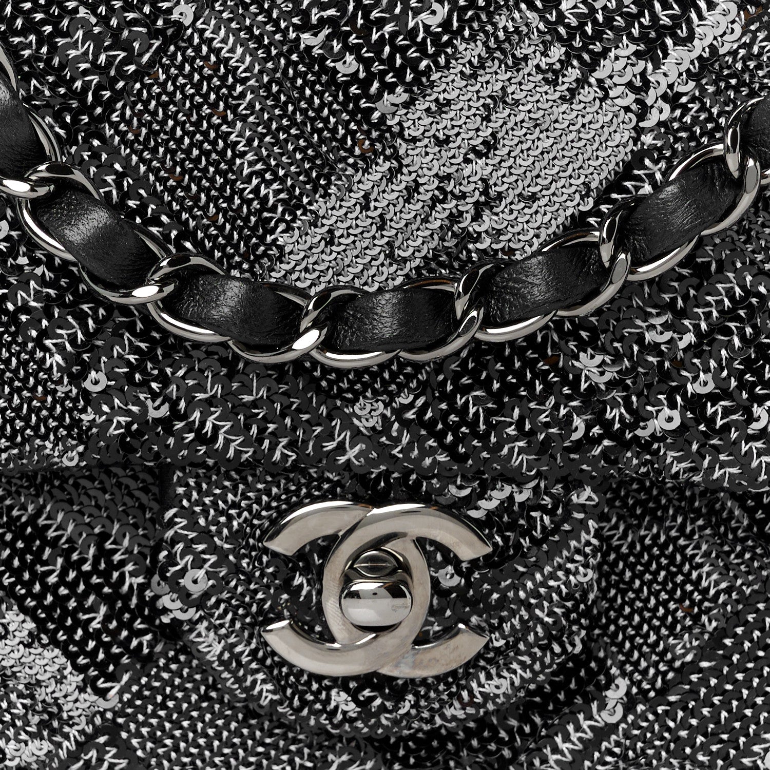 Chanel Sequin Mini Rectangular Single Flap Black 10 of 12