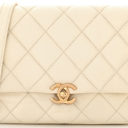 Chanel Shiny Caviar Quilted Small Chain Melody Flap White 8 of 11