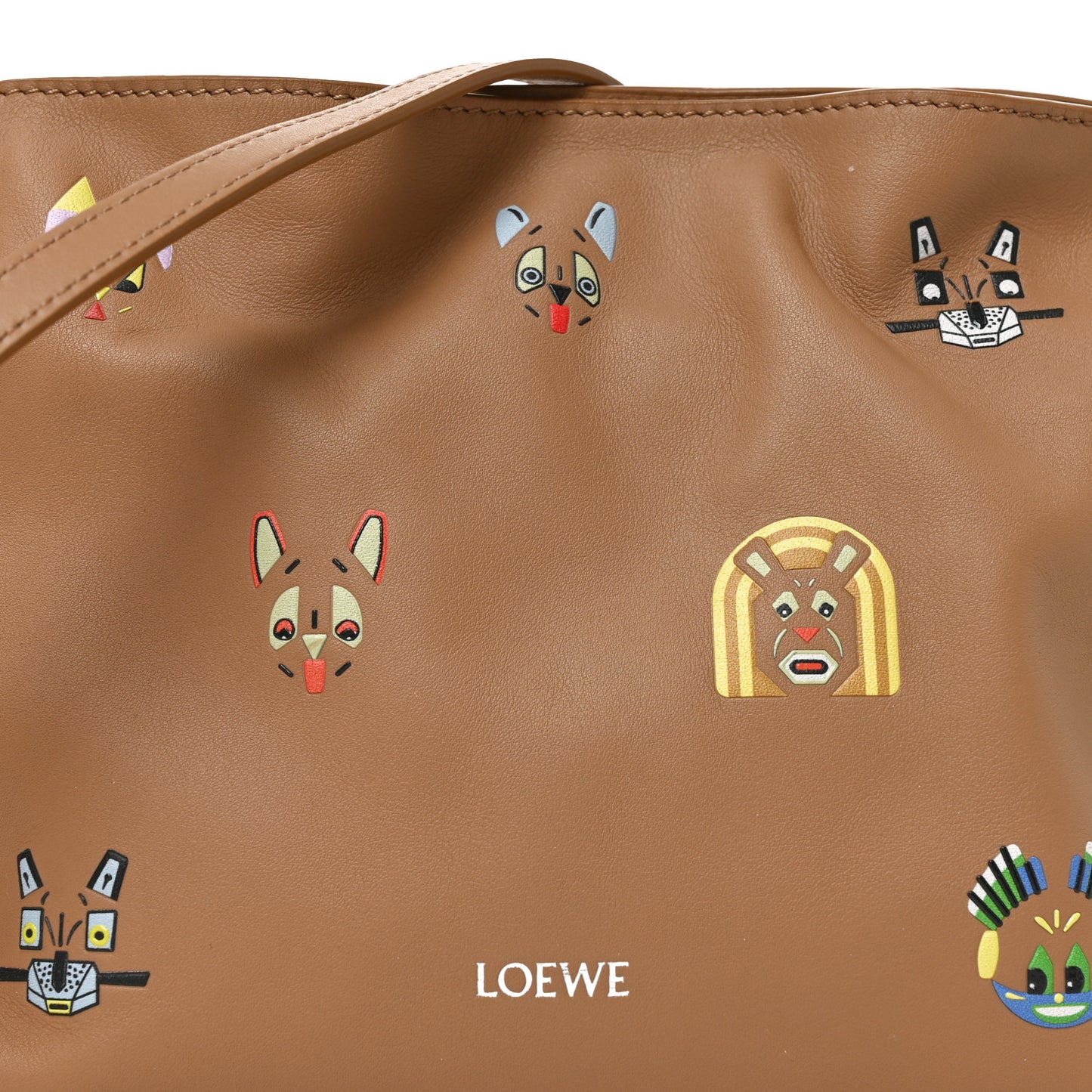 X Louis Wain Smooth Calfskin Futurist Cats Mini Flamenco Knot Clutch Mocha