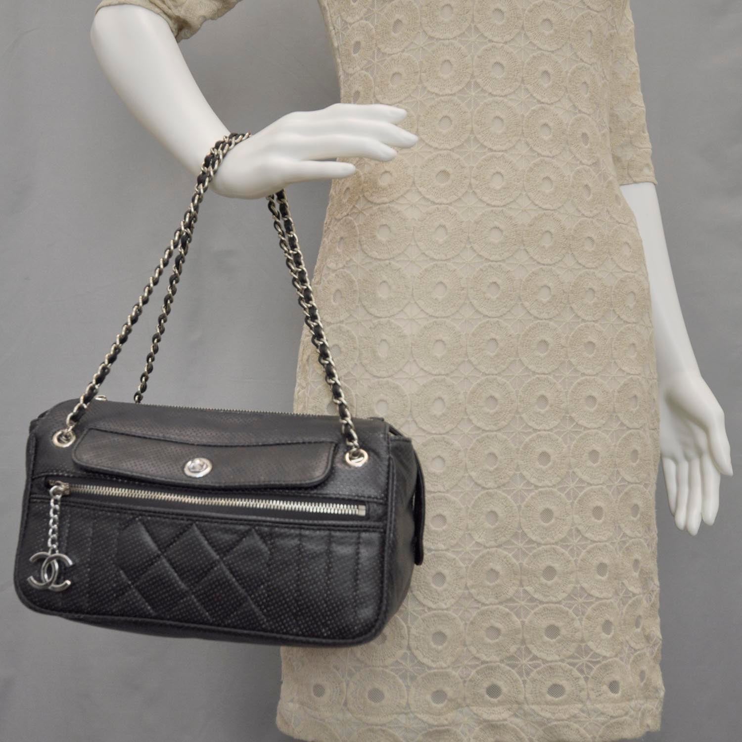Chanel Calfskin Perforated 50's Tote Black 2 of 9