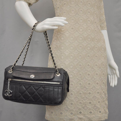 Chanel Calfskin Perforated 50's Tote Black 2 of 9