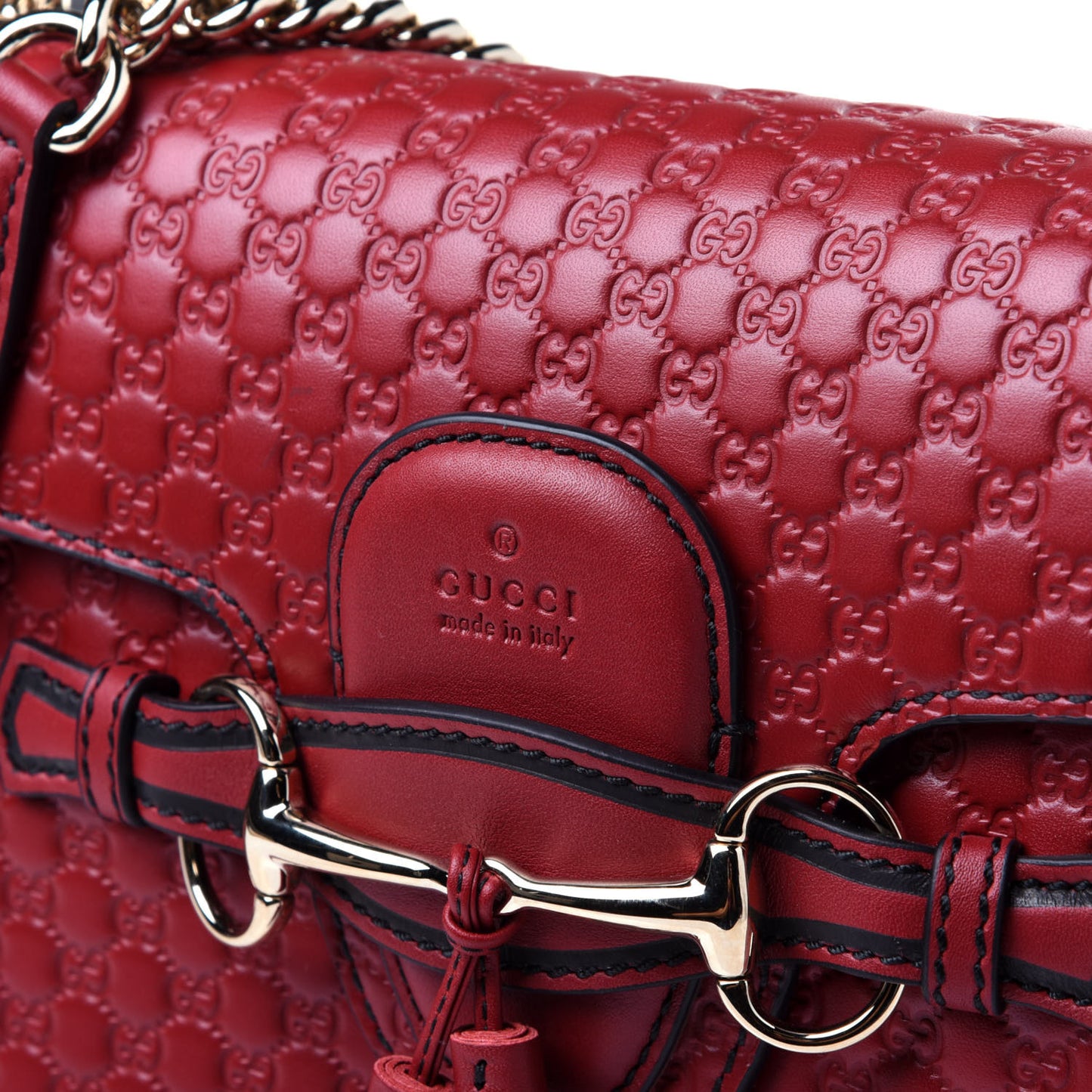 Microguccissima Medium Emily Chain Shoulder Bag Red