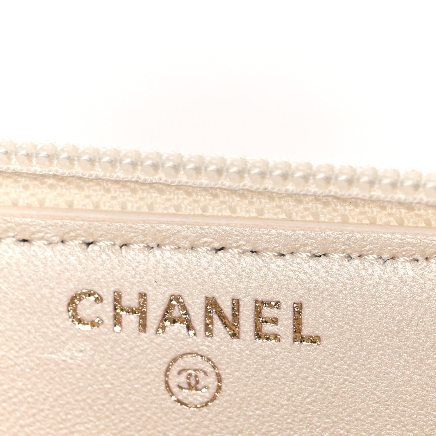 Chanel Metallic Lambskin Quilted Boy Zip Around Wallet  Ivory 6 of 8