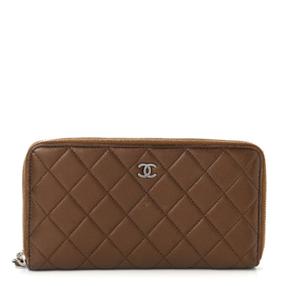 Chanel Metallic Lambskin Quilted Large Gusset Zip Around Wallet Bronze 1 of 8