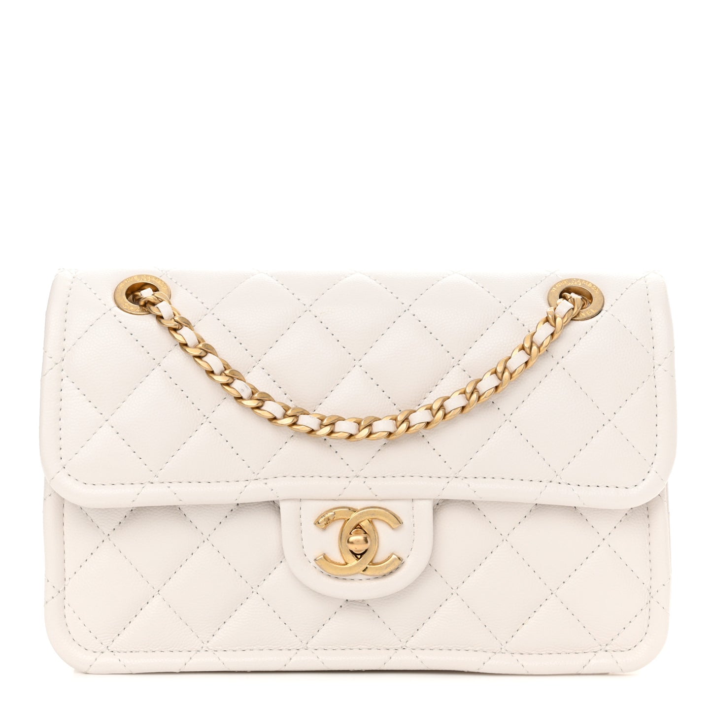 Caviar Quilted Medium Sweet Classic Flap White
