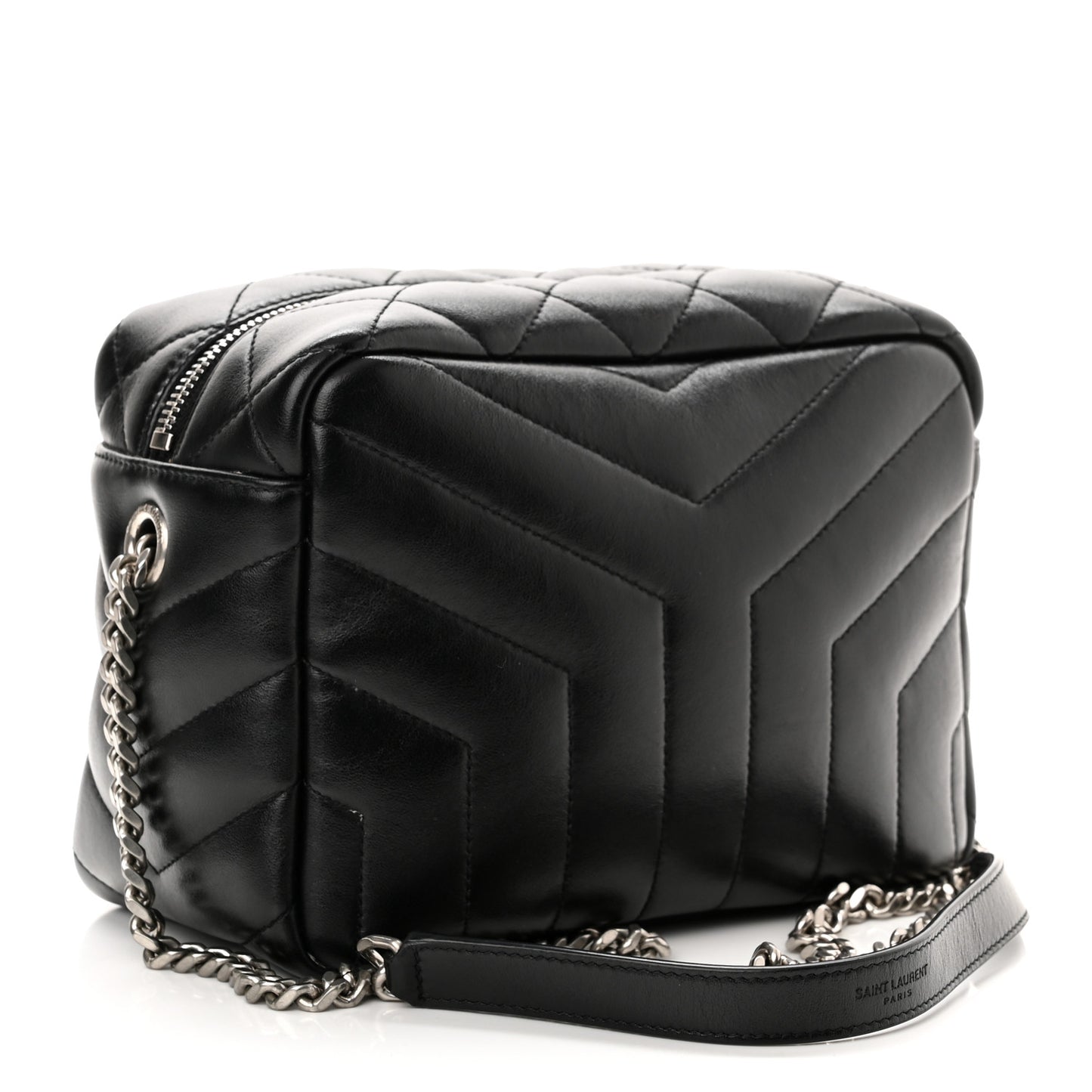 Calfskin Y Quilted Monogram Small Loulou Bowling Bag Black