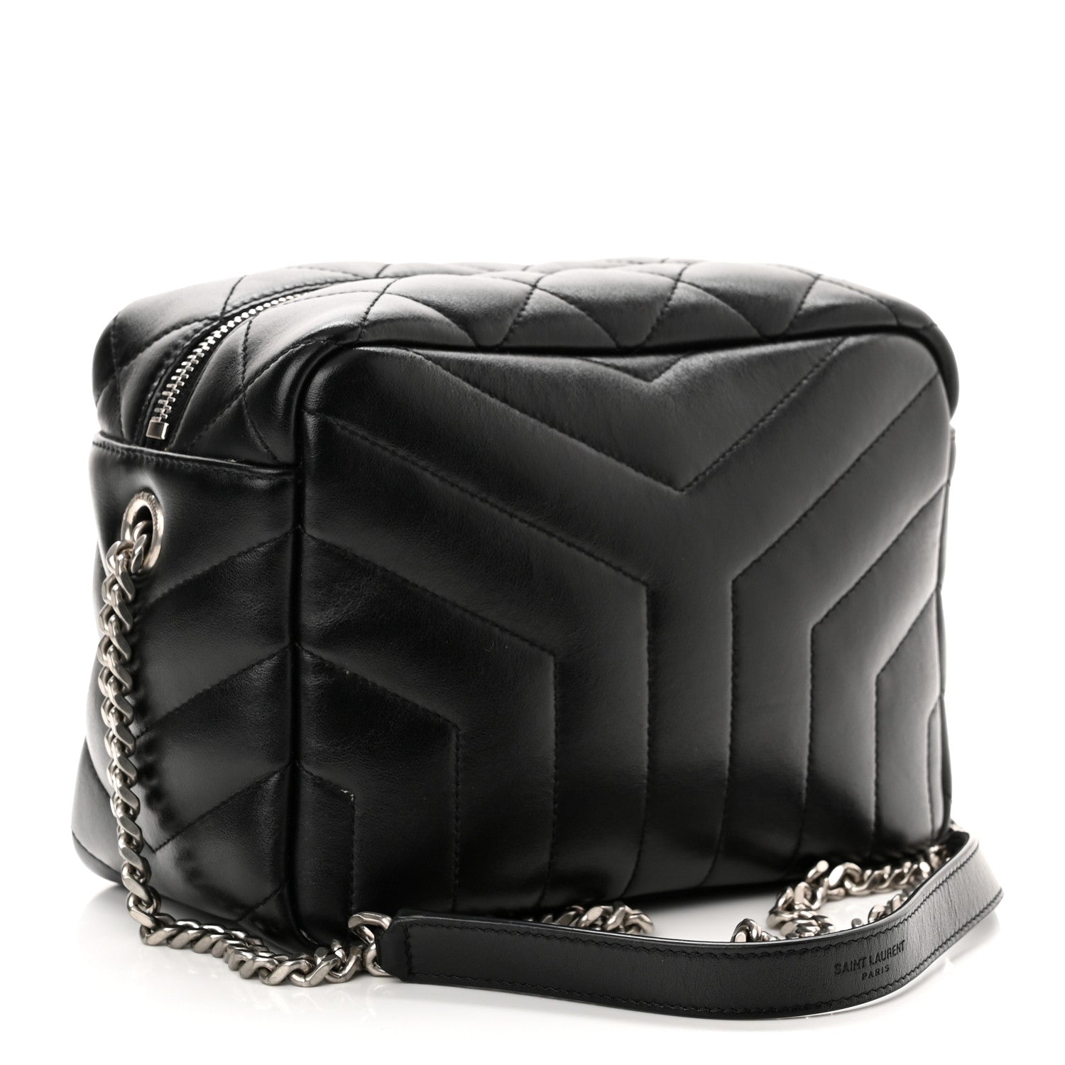Saint Laurent Calfskin Y Quilted Monogram Small Loulou Bowling Bag Black 3 of 11
