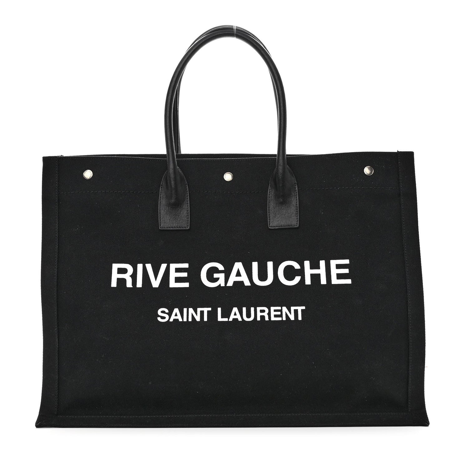 Linen Calfskin Rive Gauche Tote Black