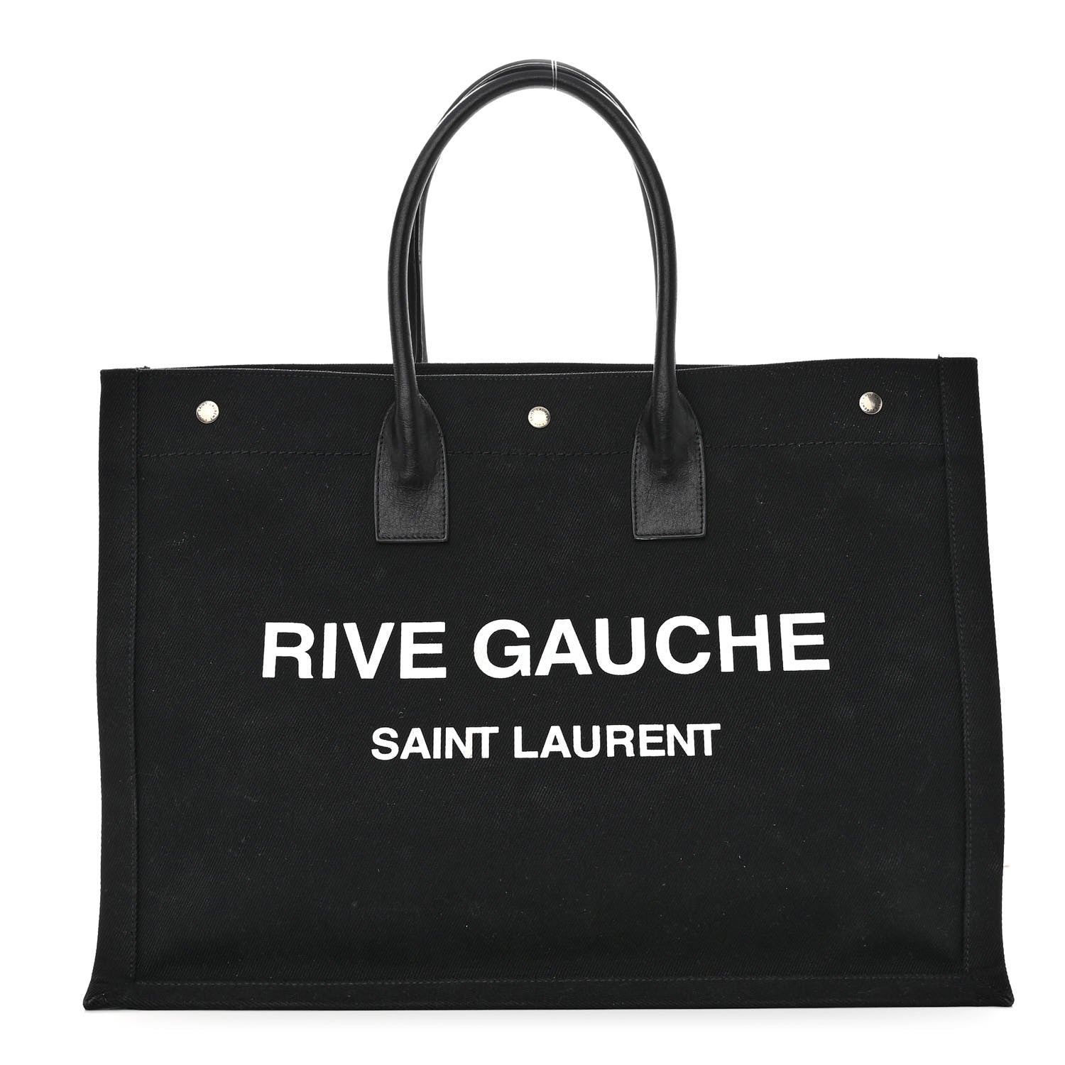 Saint Laurent Linen Calfskin Rive Gauche Tote Black 1 of 9