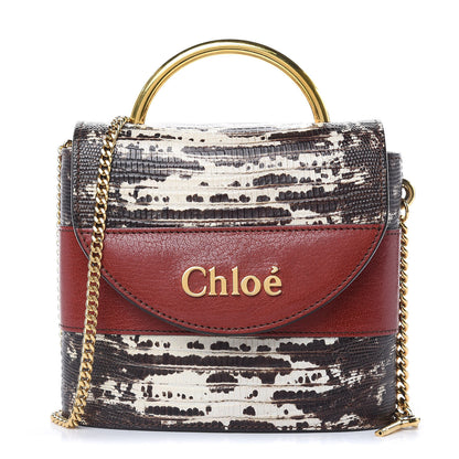 Chloe Calfskin Lizard Embossed Small Aby Lock Sepia Brown 1 of 12