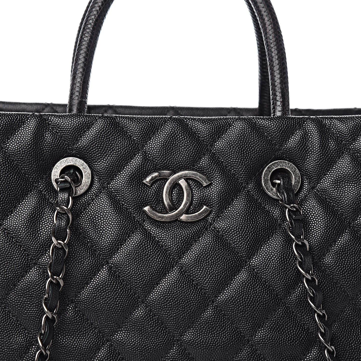 Chanel Caviar Lizard Quilted Large Coco Handle Shopping Tote Black 10 of 14