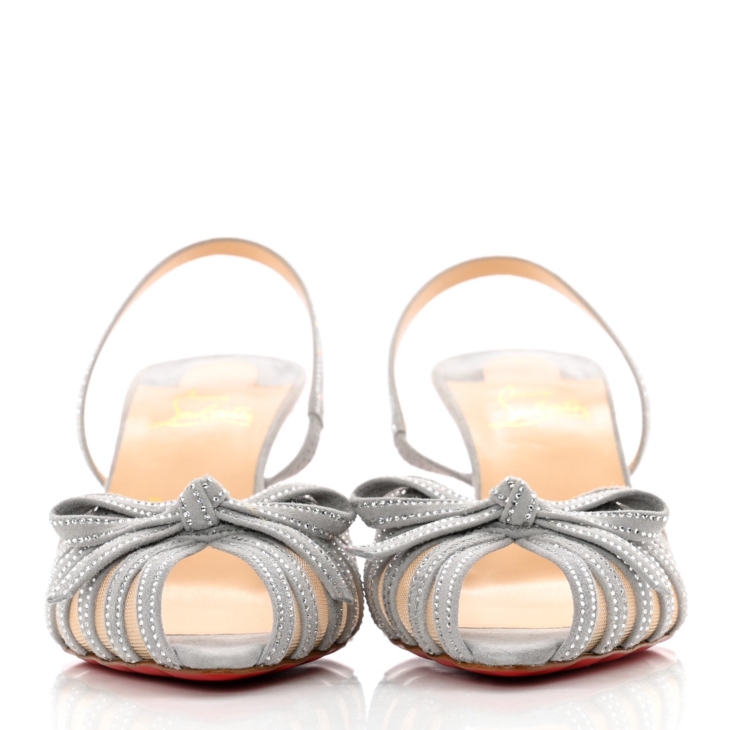 Suede Mesh Embellished Araborda 70 Slingback Sandals 40 Light Grey