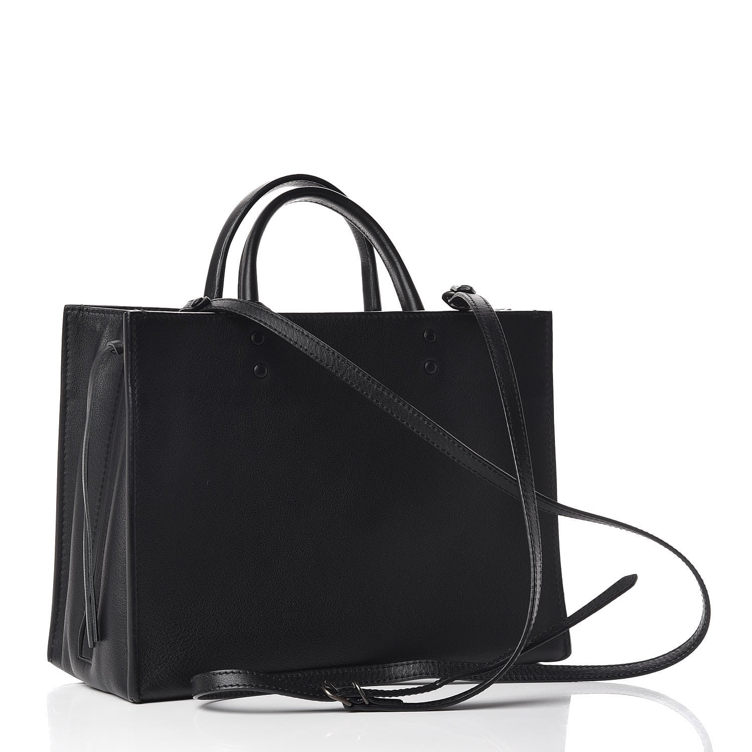 Balenciaga Calfskin Blackout Hardware Perforated Papier A6 Tote Black 3 of 9