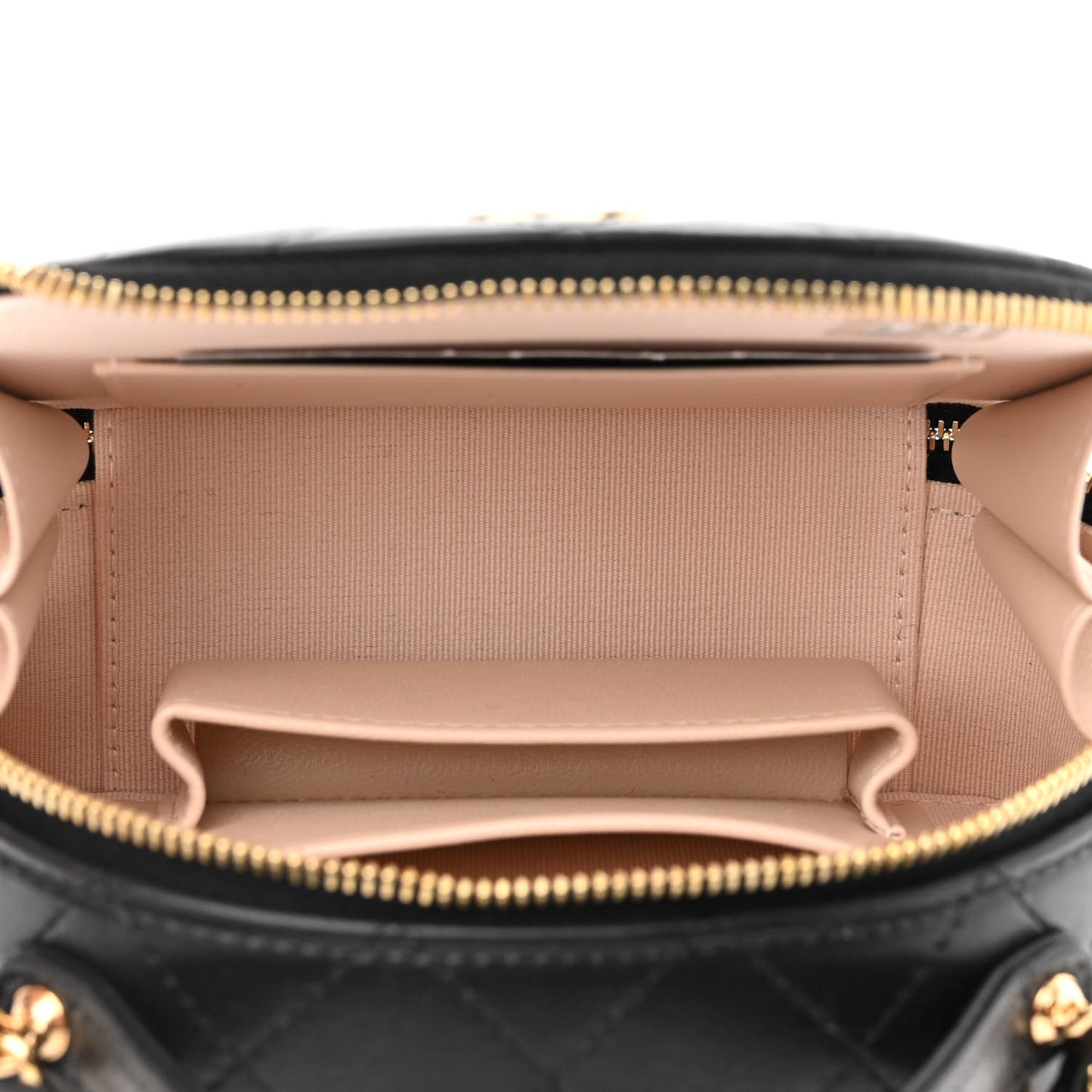 Lambskin Quilted Chic Riviera Top Handle Vanity Case Black