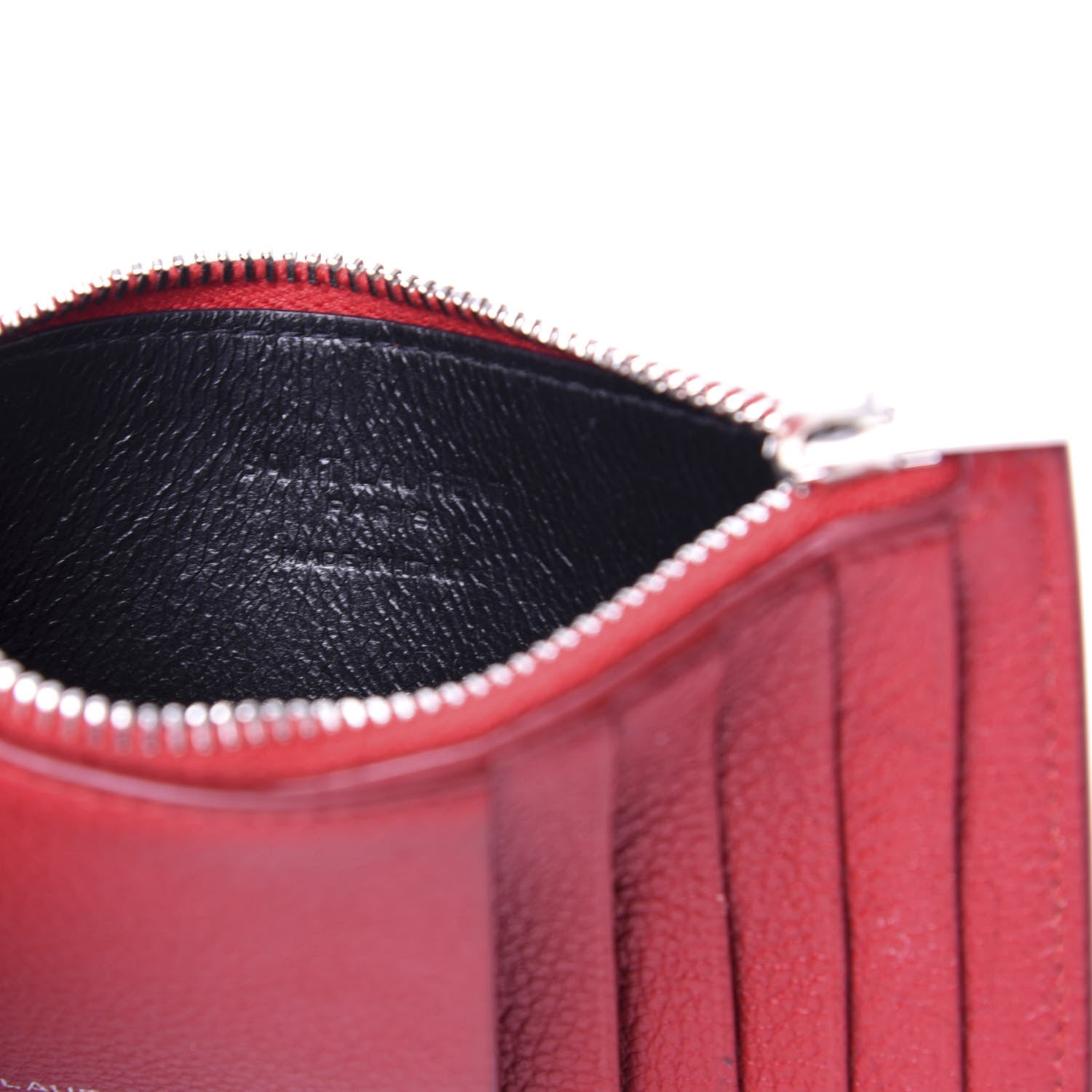 Saint Laurent Grained Calfskin 5 Fragments Zip Pouch Card Holder New Red 6 of 6