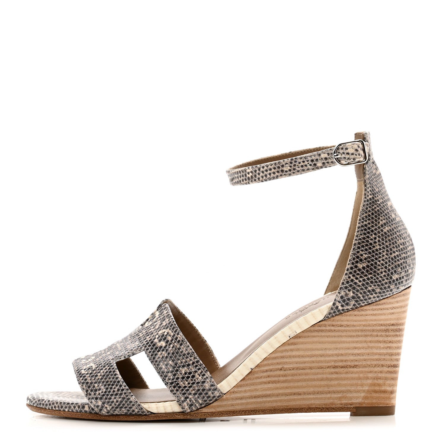 Hermes Lizard Legend Wedge Sandals 38 Ombre 1 of 9