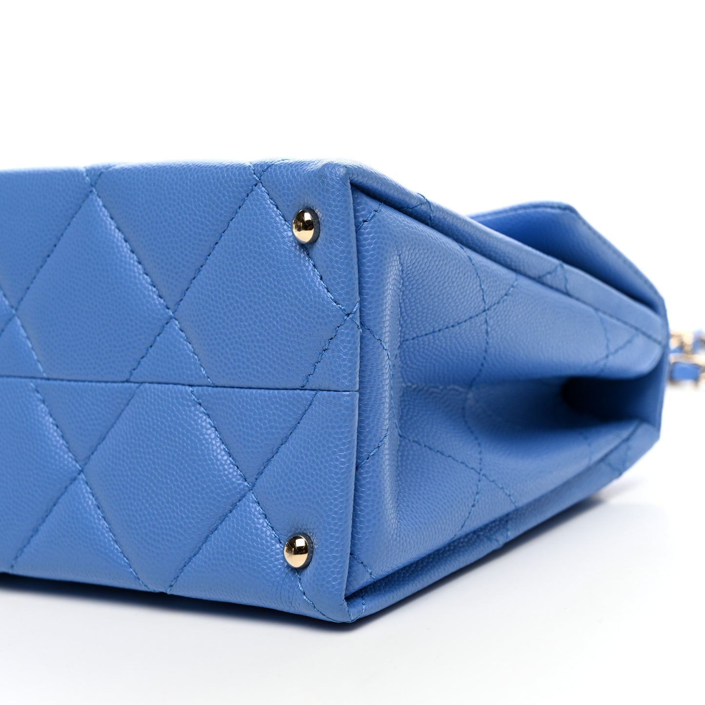 Caviar Quilted Mini Retro Twist Top Handle Flap Blue