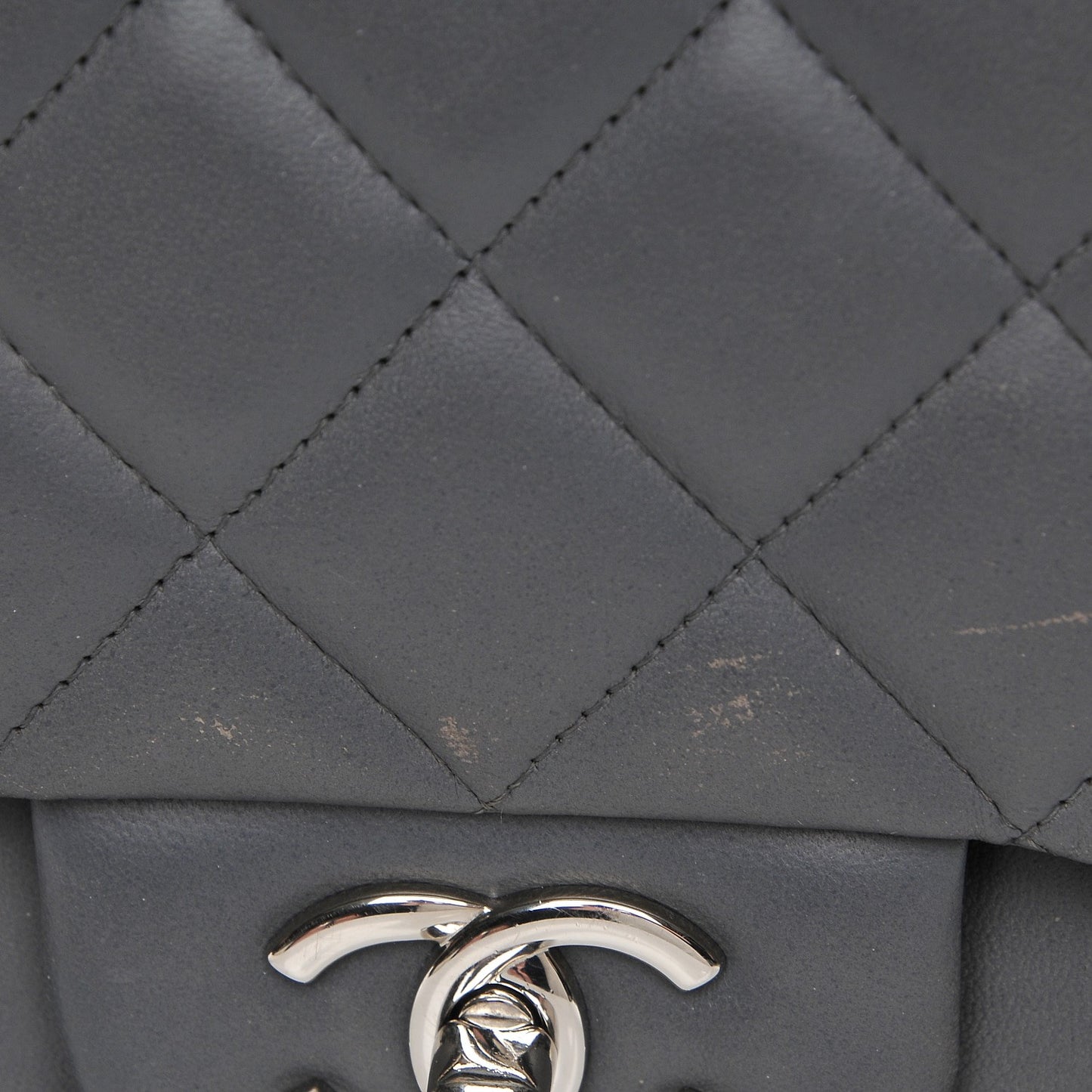 Lambskin Quilted Maxi Single Flap Grey