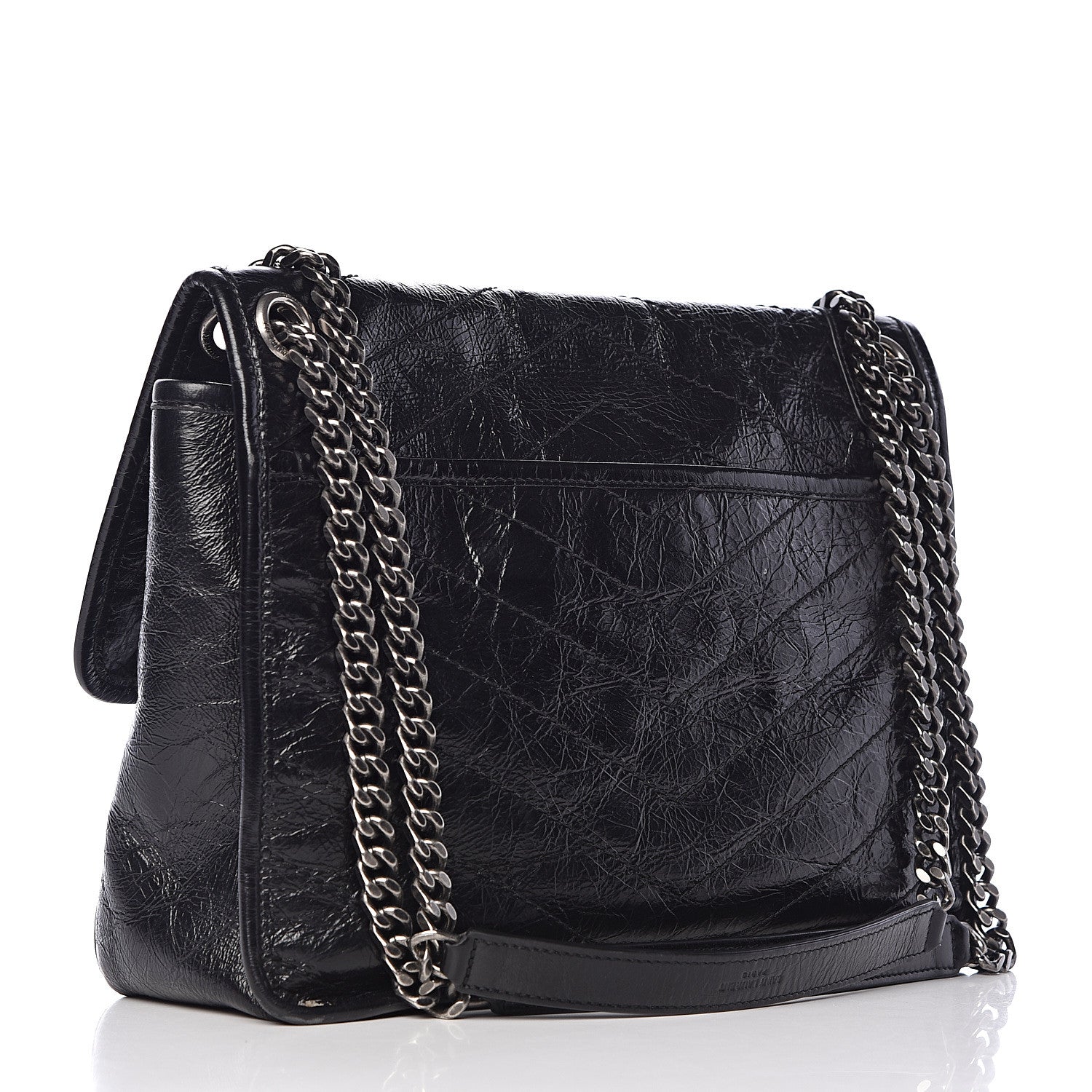 Saint Laurent Crinkled Calfskin Matelasse Monogram Medium Niki Chain Satchel Black 3 of 10