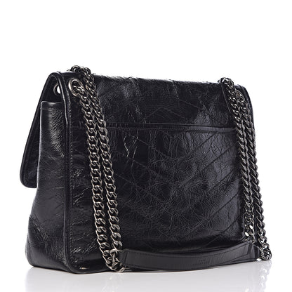Saint Laurent Crinkled Calfskin Matelasse Monogram Medium Niki Chain Satchel Black 3 of 10
