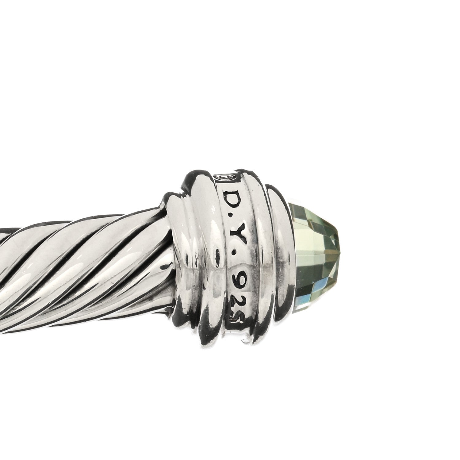 David Yurman Sterling Silver Diamond Prasiolite 5mm Cable Classics Princess Bracelet 3 of 3
