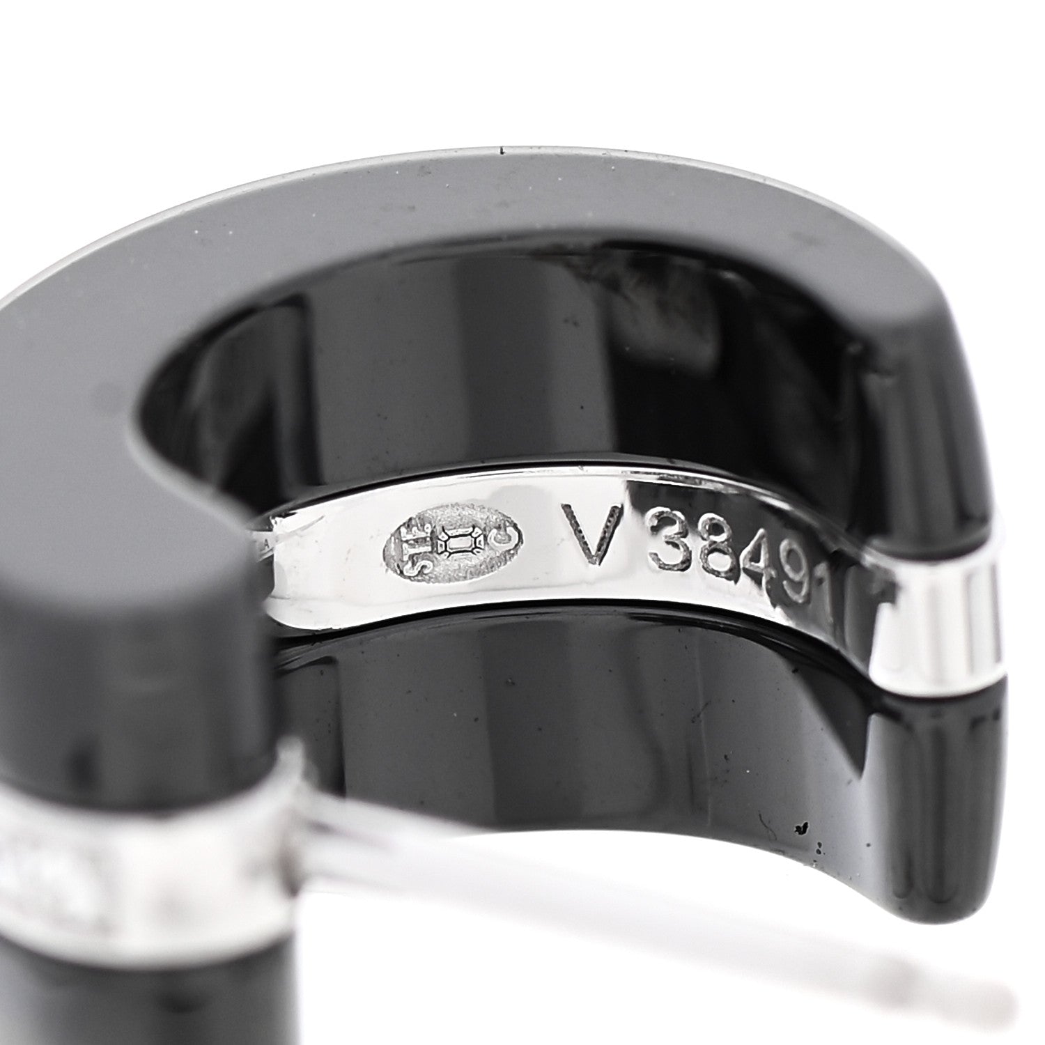 Chanel 18K White Gold Diamond Ceramic Ultra Hoop Earrings Black 6 of 8