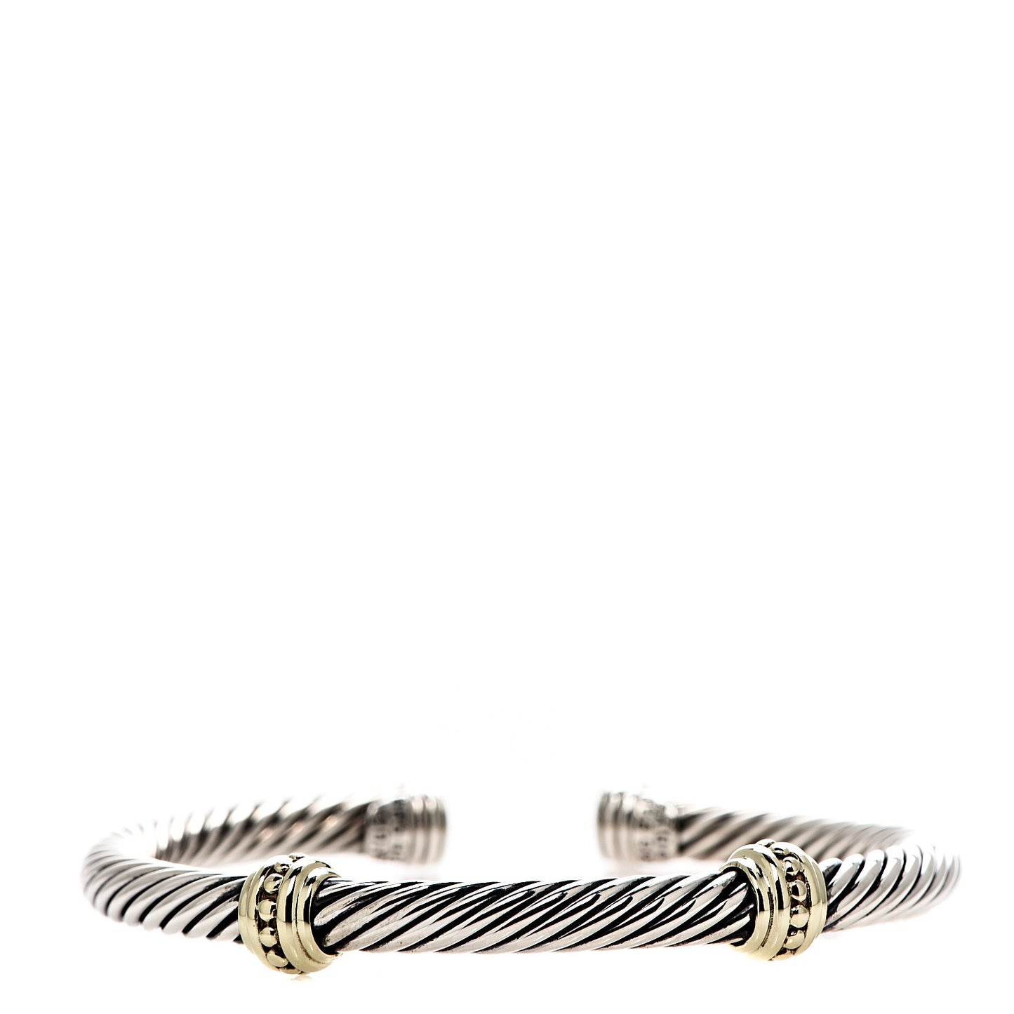 Sterling Silver 14K Yellow Gold 5mm Cable Classics Two Station Bracelet