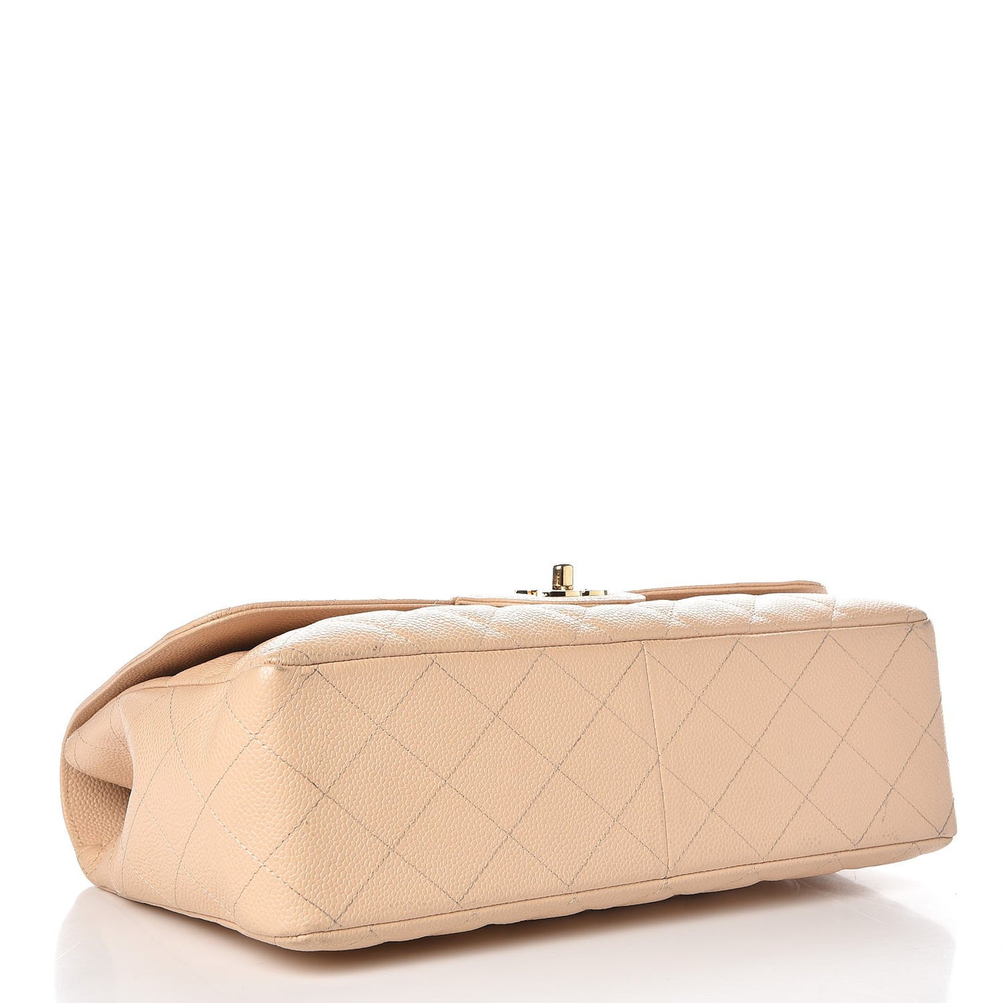 Caviar Quilted Jumbo Single Flap Beige Clair