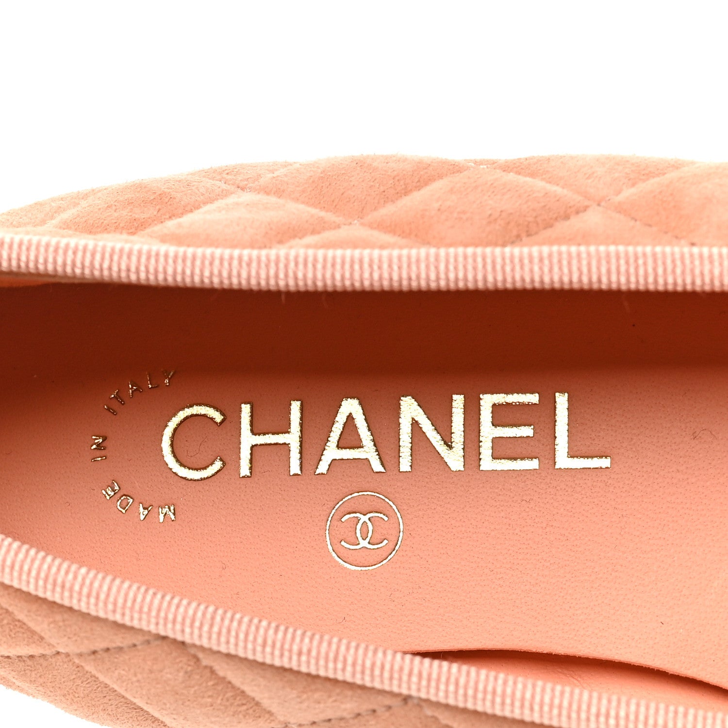 Chanel Suede Quilted Cap Toe CC Ballerina Flats 38 Light Orange 8 of 10
