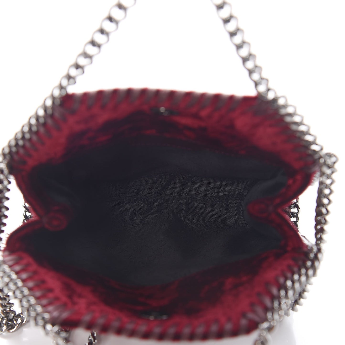 Crushed Velvet Tiny Falabella Tote Burgundy