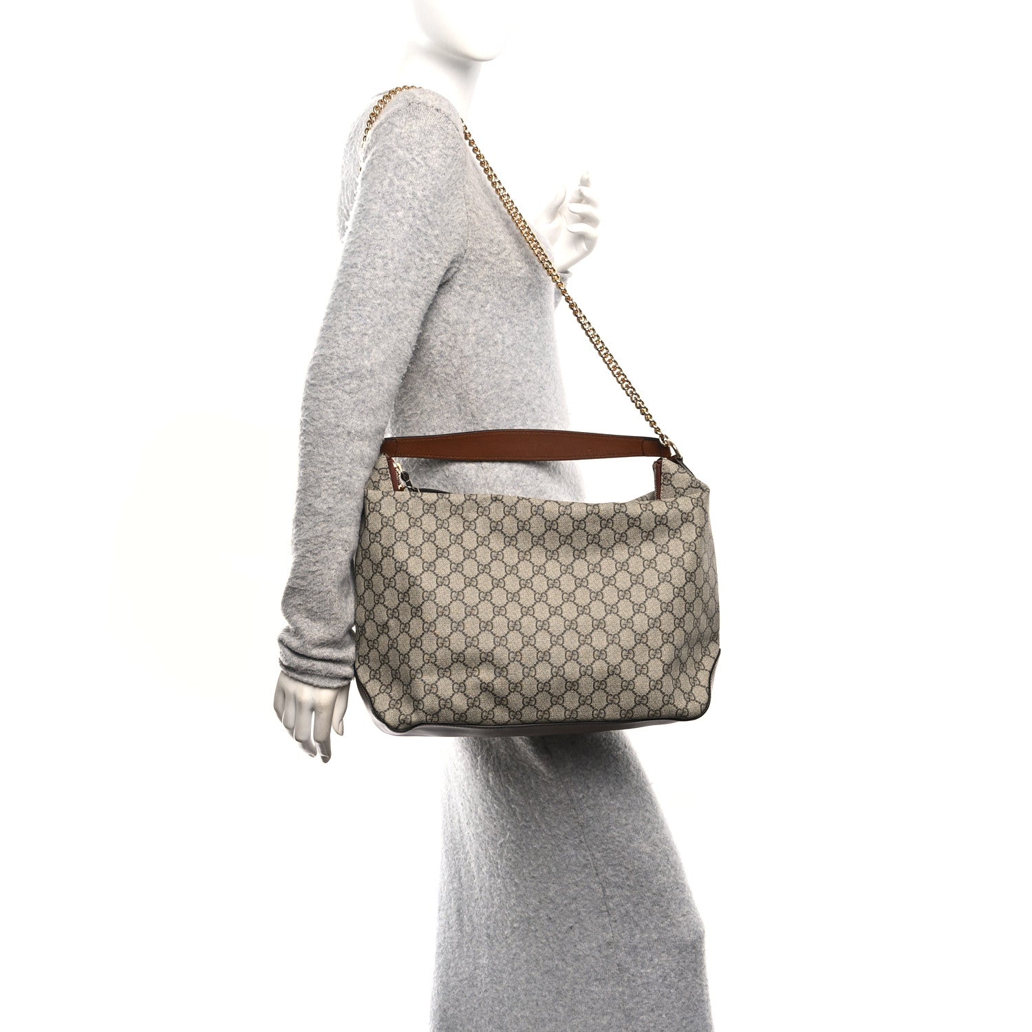 Gucci GG Supreme Monogram Large Linea A Hobo Light Brown 2 of 10