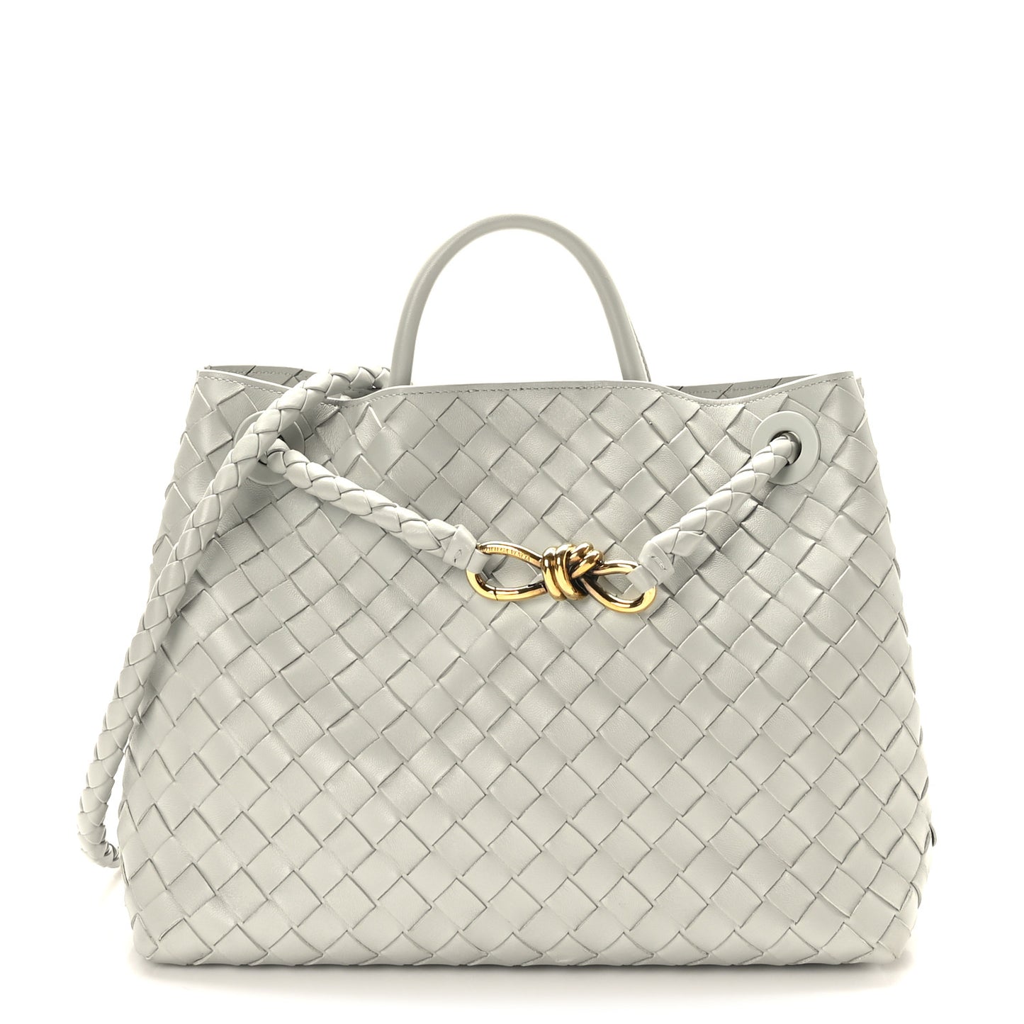Nappa Intrecciato Medium Andiamo Shoulder Bag Agate Grey