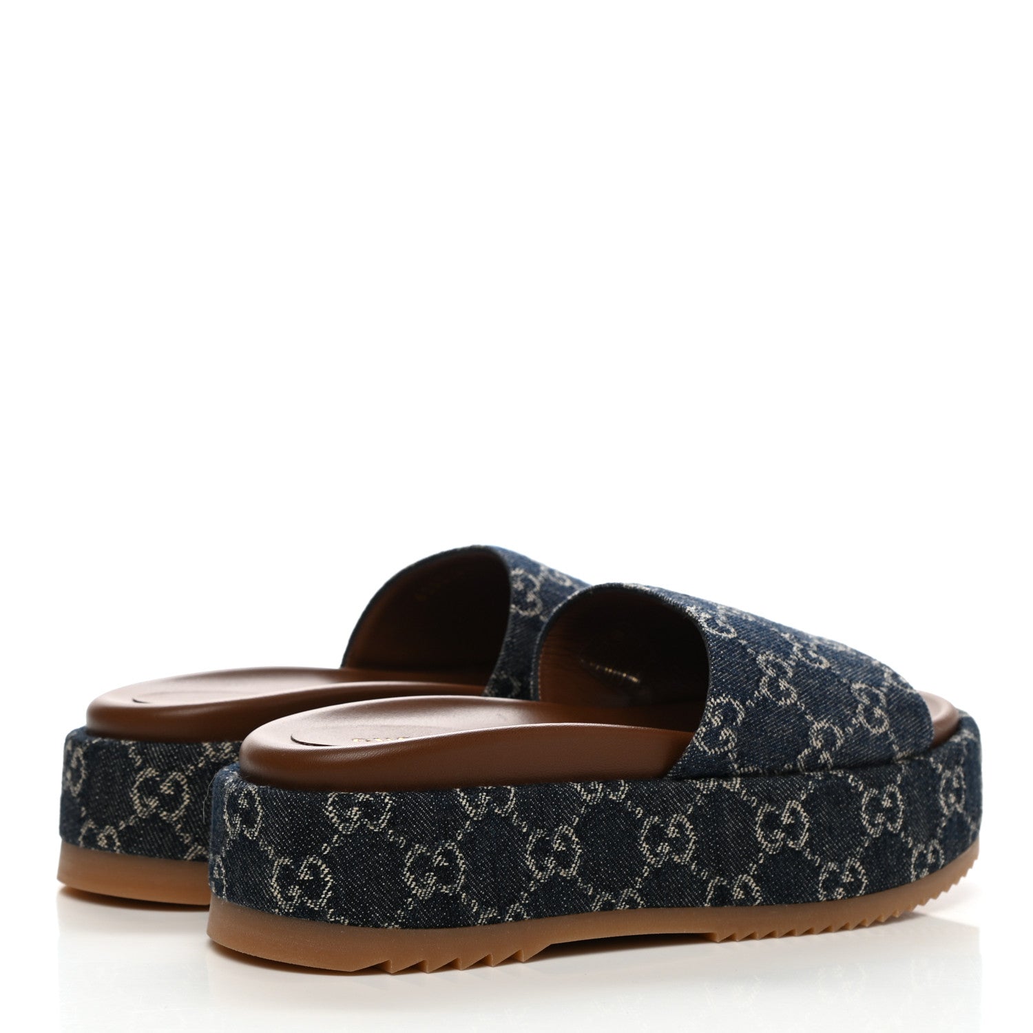 Gucci New Denim GG Monogram Angelina Platform 55mm Slide Sandals 37 Blue Tea 4 of 8