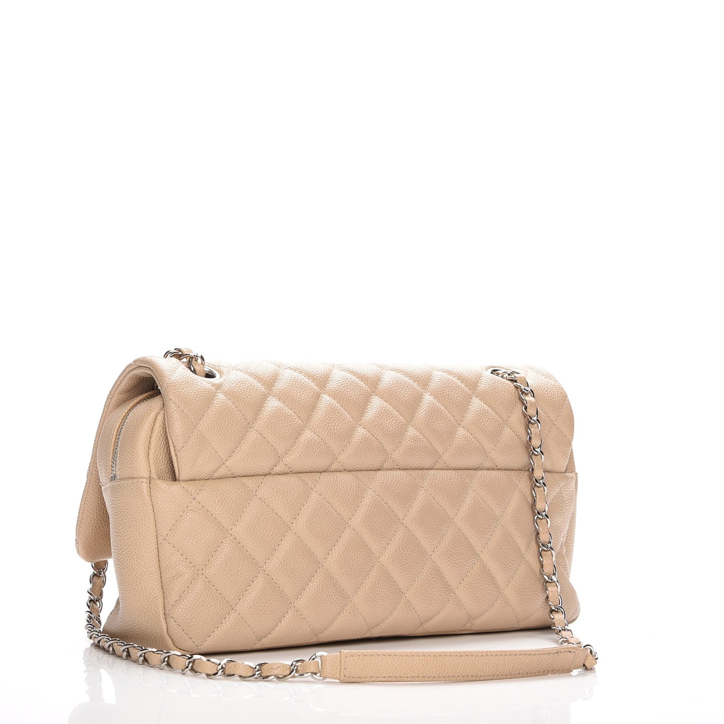 Caviar Quilted Jumbo Easy Flap Beige