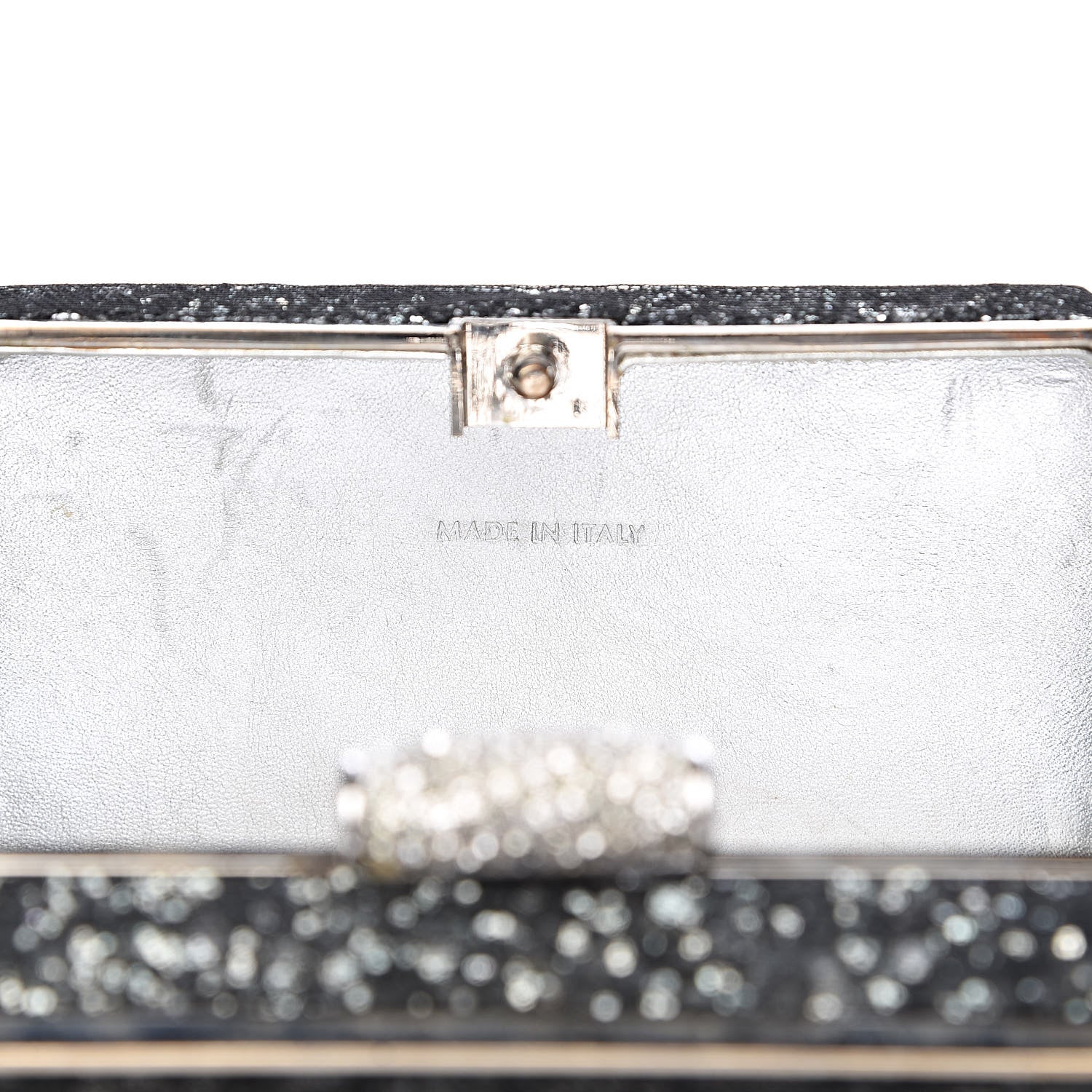 Judith Leiber Crystal Minaudiere Bow Clutch Black Silver 7 of 13