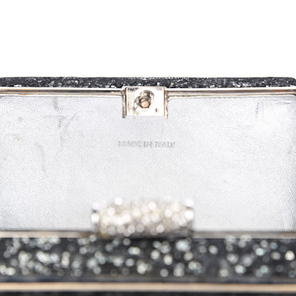 Judith Leiber Crystal Minaudiere Bow Clutch Black Silver 7 of 13