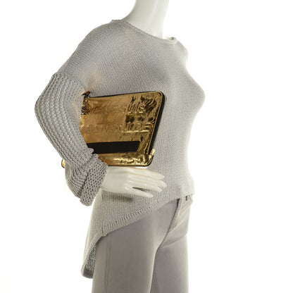 Chanel Metallic Lambskin Medium Je Ne Suis Pas En Solde Pouch Clutch Gold 2 of 7