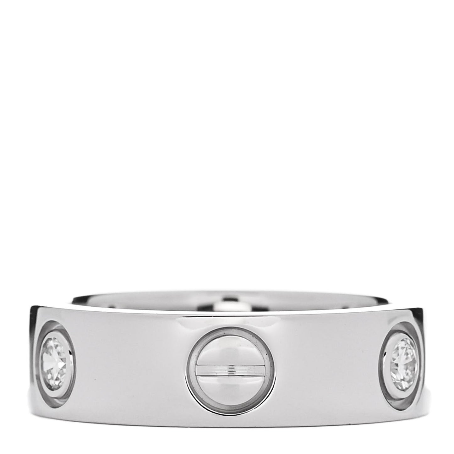 18K White Gold 3 Diamond 5.5mm LOVE Ring 49 5