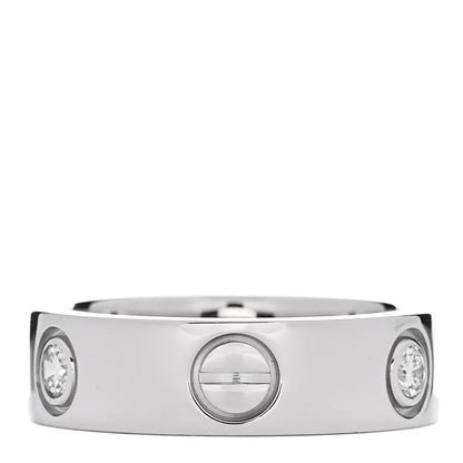 Cartier 18K White Gold 3 Diamond 5.5mm LOVE Ring 49 5 3 of 5