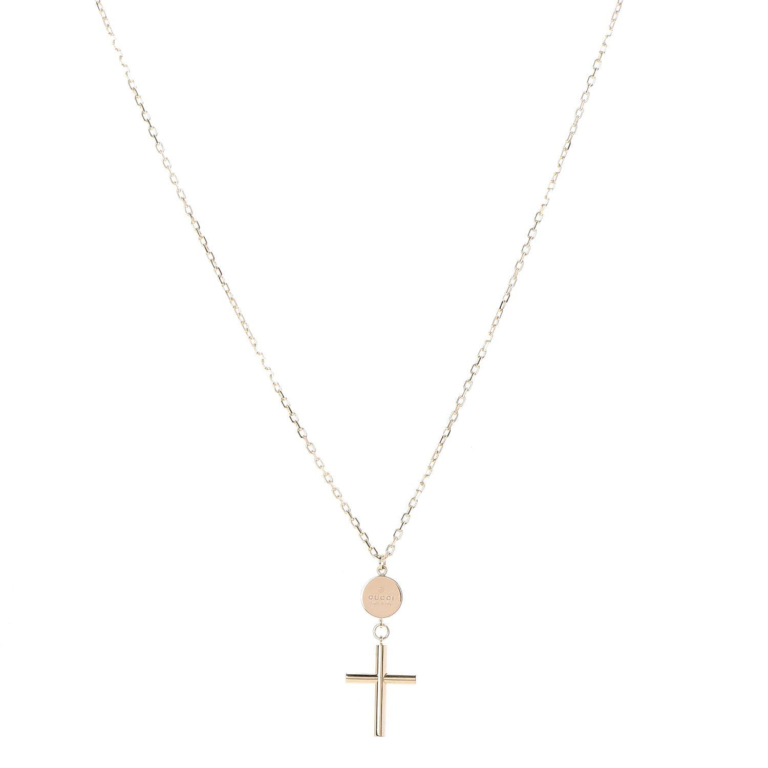 Gucci 18K Yellow Gold Cross Pendant Necklace 1 of 6
