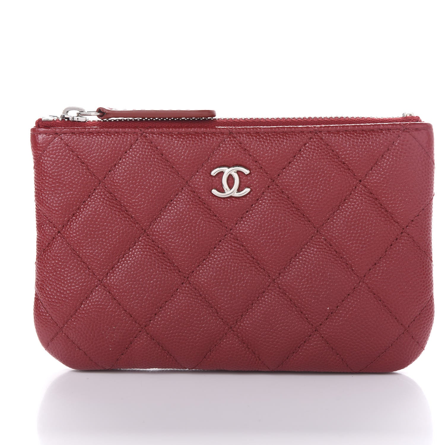 Chanel Caviar Quilted Small Cosmetic Case Dark Red 9 of 10