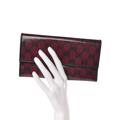 Gucci Crystal Monogram Dollar Calfskin Continental Flap Wallet Light Cherry Black 2 of 8