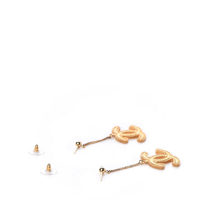 Chanel CC Drop Earrings Matte Gold 3 of 5