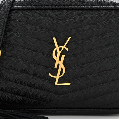 Saint Laurent Grain De Poudre Matelasse Monogram Mini Lou Camera Bag Black 7 of 9