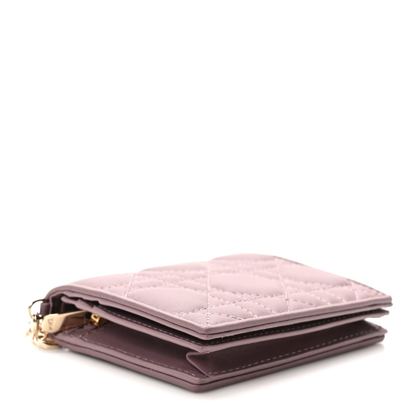 Lambskin Cannage Medium Lady Dior Flap Card Holder Pink Peony