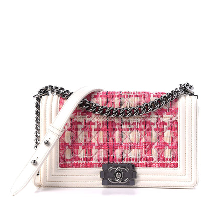 Chanel Patent Tweed Medium Boy Flap White 1 of 12